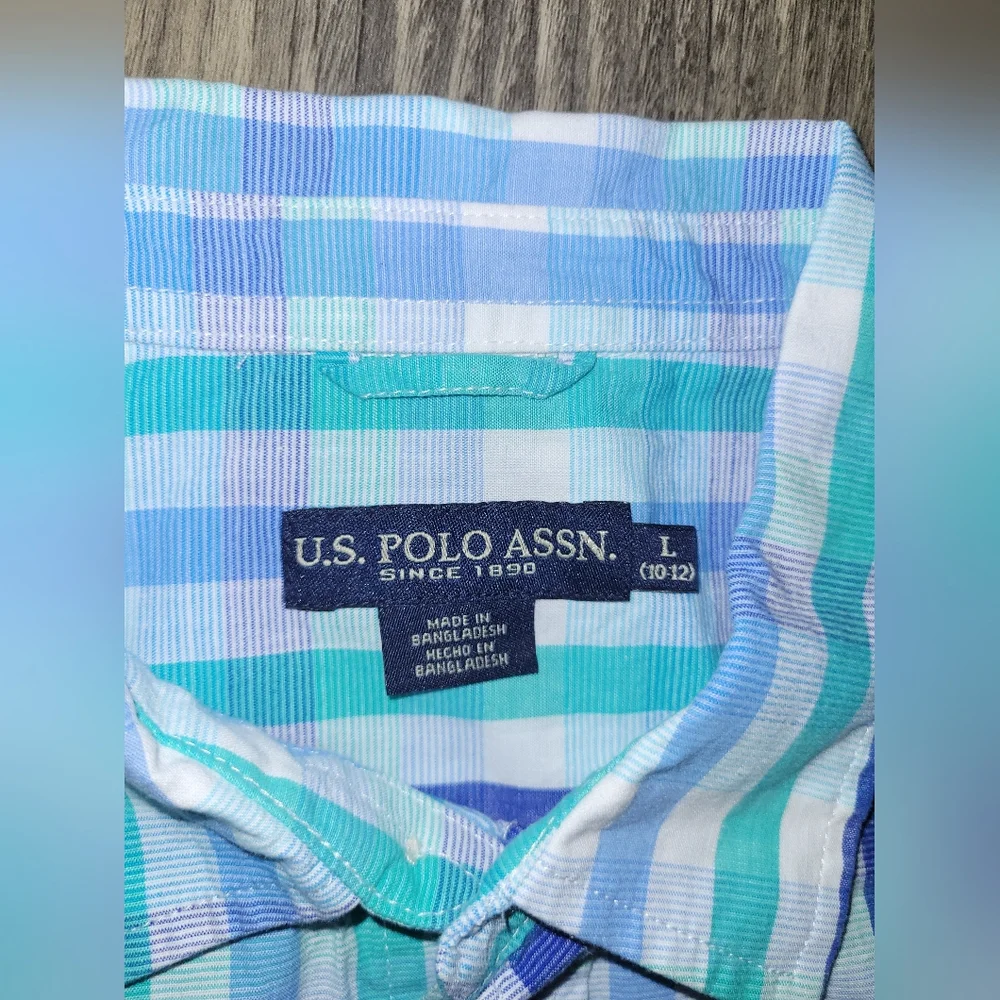 U.S. Polo Assn. Kids Plaid Pajama Set - Blue, Green, and White